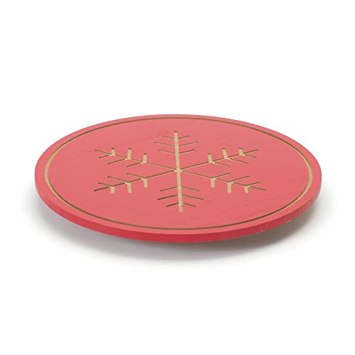 Melrose 86328 Lazy Susan Snowflake Tray, 11.75-inch Diameter, MDF