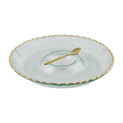 Mud Pie Glass Chip and Dip Set,12.5" x 10.5", Gold