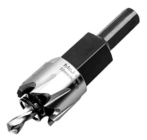 McJ Tools 22mm HSS M2 Drill Bit Hole Saw for Metal, Steel, Iron, Alloy, Ideal for Electricians, Plumbers, DIYs, Metal Professionals