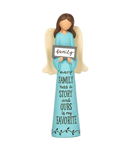 Blossom Bucket 211-13053 Every Family Has a Story Angel Holding Family Sign Figurine, 6-inch Height