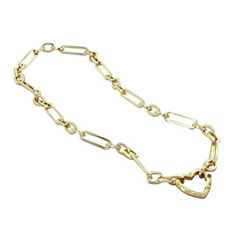Maya J CZPB69Y Alternating Chain Heart Necklace, 15-inch Length, Rhodium Plated Over Brass