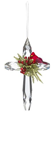 Ganz Kissing Krystal Mistletoe Cardinal on Acrylic Cross