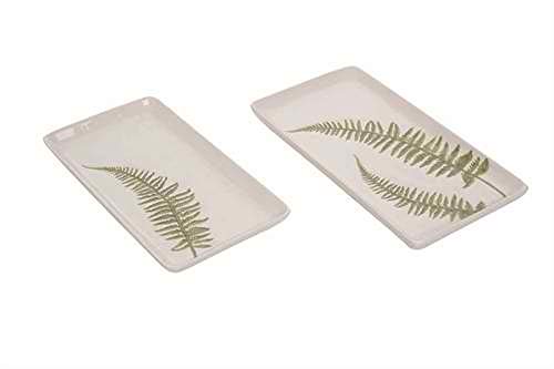 Transpac Ceramic Leaf Trays Set of 2