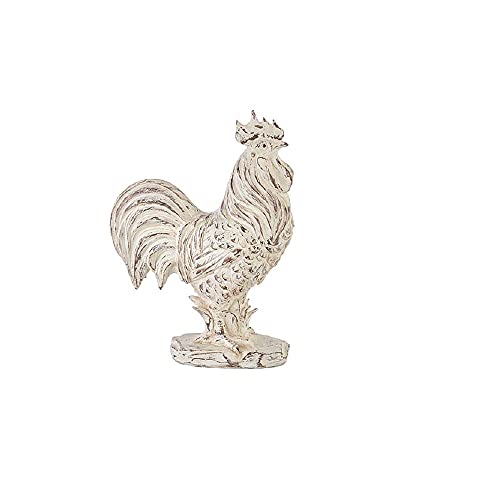 RAZ Imports 4209826 Rooster Figurine, 12-inch Height, Whitewashed