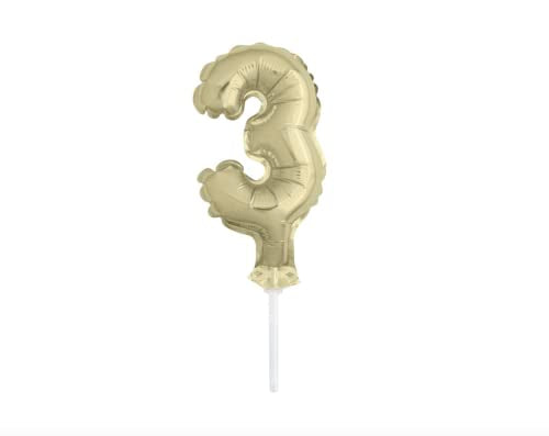 Unique Industries Unique 57263 Gold Foil Number 3 Party Balloon Cake Topper 1 ct 5"