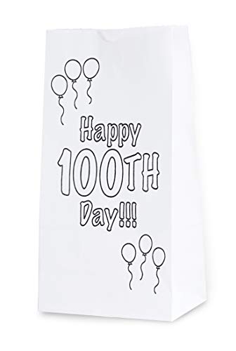 Hygloss Products Happy Paper Bags for Celebrating the 100th Day-Fun Arts & Crafts Activity-Food Safe-Size 4