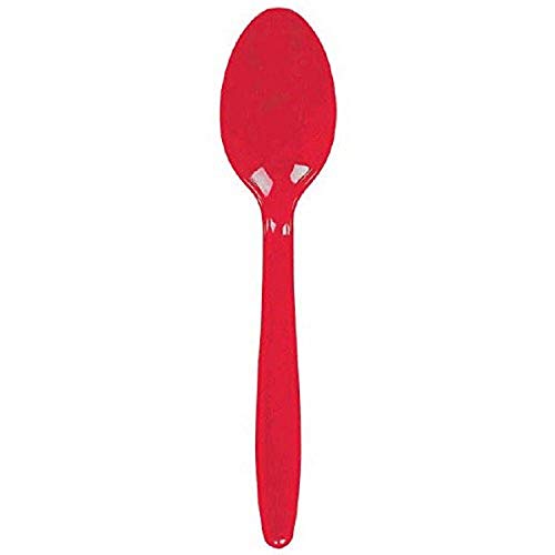 Amscan Plastic Spoons, Full Size, Apple Red