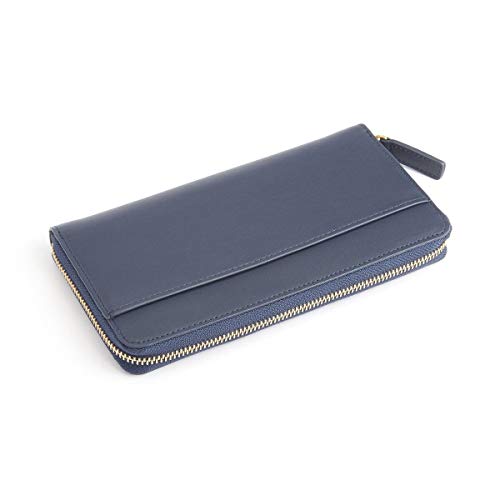 Royce Leather RFID Blocking Continental Wallet - Navy Blue