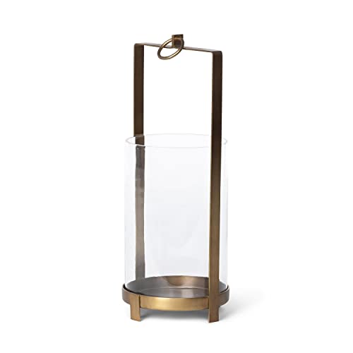 Park Hill Collection Glass and Aluminum Geoffan Hurricane with Brass EAB26080