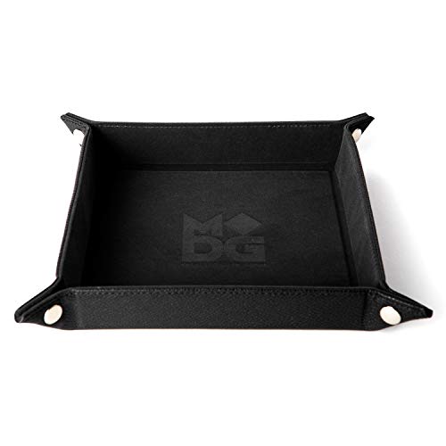 Metallic Dice Games Store Fold Up Velvet Dice Tray w/ PU Leather Backing: Black, Role Playing Game Dice Accessories for Dungeons and Dragons