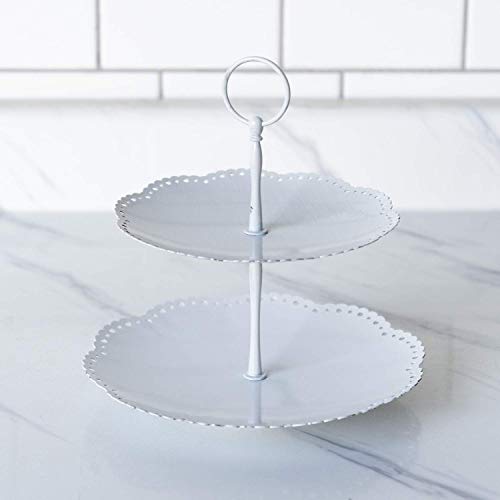 VIP MT3168 Two Tiered Tray, 9-inch Diameter, White, Metal