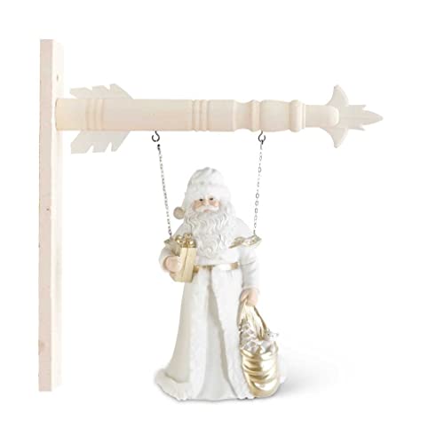 K&K Interiors 54877B-AR White and Gold Resin Santa Holding Package Arrow Replacement, 12-inch Height