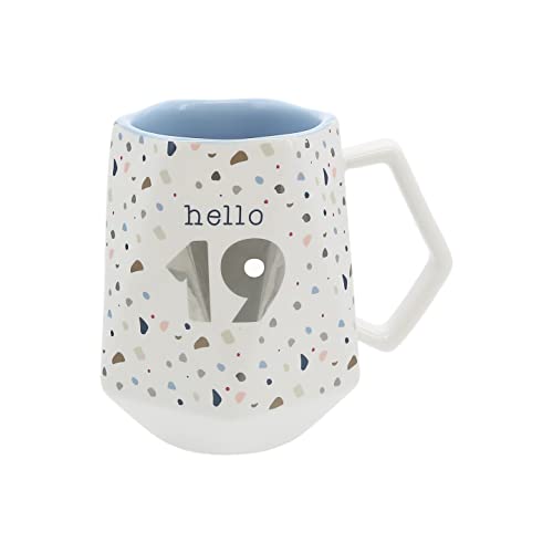 Pavilion - Hello 19-17-ounce Geometric Cup, Confetti Cup, Birthday Mug, Birthday Cup, Birthday Cups for Women, 1 Count, White