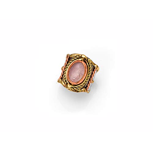 Anju Jewelry Janya Collection Mixed Metal Cuff Ring with Rose Quartz Stone