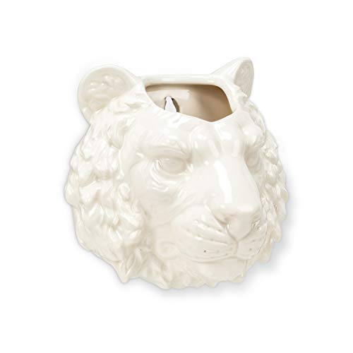 Abbott Collection  27-DOOLITTLE-893 Tiger Head Wall Planter-5" W, 5 inches W, White