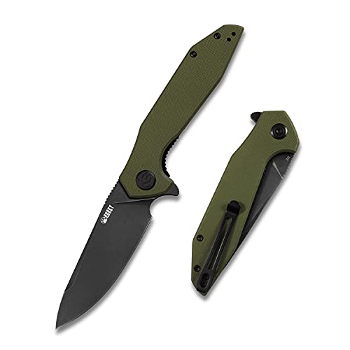 Kubey Nova KU117 Edc Pocket Knife, Outdoor Hunting Camping Folding Knife with 3.62 Inch D2 Blade and Solid G10 Handles, Secure Reversible Clip for Men and Women (Green)