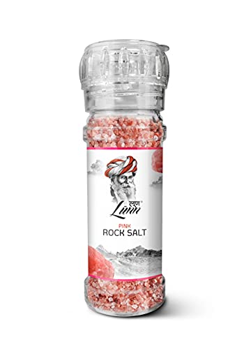 LUNN Natural Fine Grain Himalayan Pink Rock Salt | 4.24 Oz (120 Gm) | With Salt Glass Grinder | Rich in Mineral |Pure Unrefined Salt | NON-GMO | Gluten Free | Vegan | Adds taste