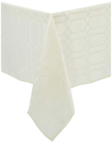 Amscan Cream Patterned Fabric Tablecover - 60" x 84"