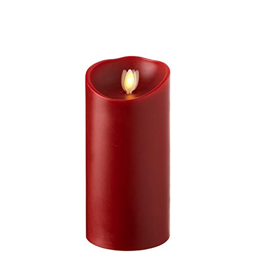 RAZ Imports 3.5"X7" Moving Flame Red Pillar Candle - Elegant Flameless Lighting Accent and Decorative Light Source - Flickering Scented Candles for Entryway, Garden, Patio, Bathroom and Living Room