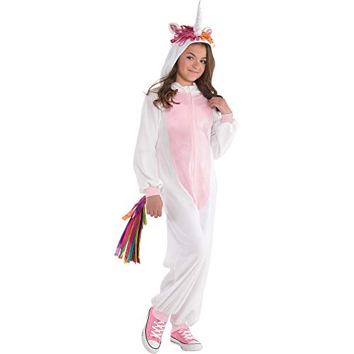 Party Vision Unicorn Zipster Halloween Costume for Girls, Small, with Attached Hood and Tail, by Amscan