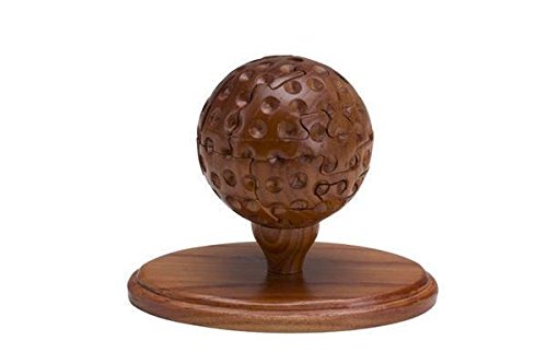 CHH 5.5" Medium Brown Wooden 3D Golf Ball Brain Teaser Puzzle