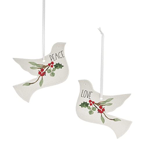 Ganz MX183331 Dove Ornaments - Peace & Love, Set of 2