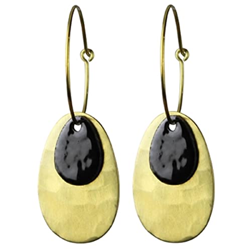 HomArt AREOhome Beldi Earring, Brass and Black Enamel