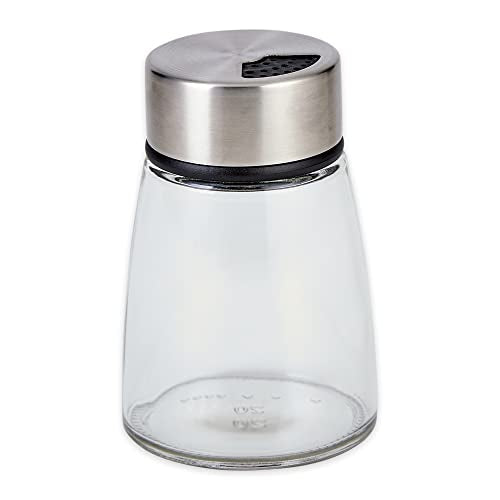 RSVP International Endurance Kitchen Collection Spice & Seasoning Shaker Bottle, Glass & Stainless Steel, Adjustable Screw on Lid, 5 Fl oz Capacity