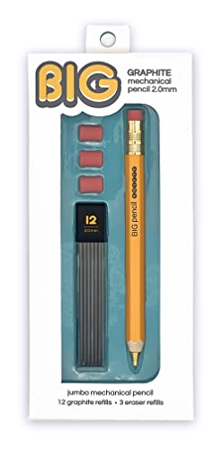 SNIFTY BIG Graphite Mechanical Pencil Set - 1 Pencil + 12 Refill Leads + 3 Erasers
