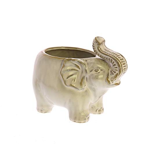 HomArt Elephant Cachepot, Ceramic in Fancy White