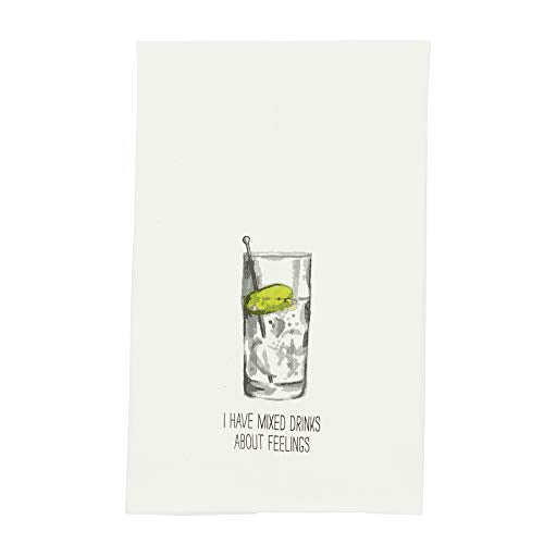 Mud Pie High Ball Drink Sentiment Hand Towel, 26" x 16.5", White