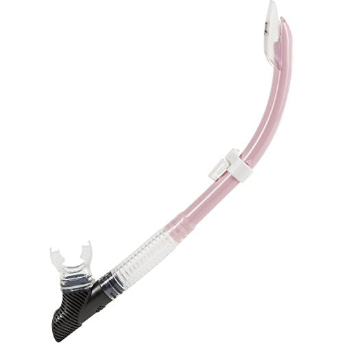 IST Semi Dry Snorkel with Flexible Tube, Splash Guard & Hypoallergenic Mouthpiece for Snorkeling & Scuba Diving (Pink with Clear Silicone)
