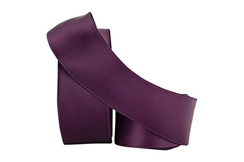 Ribbon Bazaar Satin Double Faced Wired Ribbon - 100% Polyester Wire Edged Ribbon for Gift Wrapping, Crafts, Scrapbooking, Hair Bow, Decorating & More - 1-1/2 inch Aubergine 25 Yards