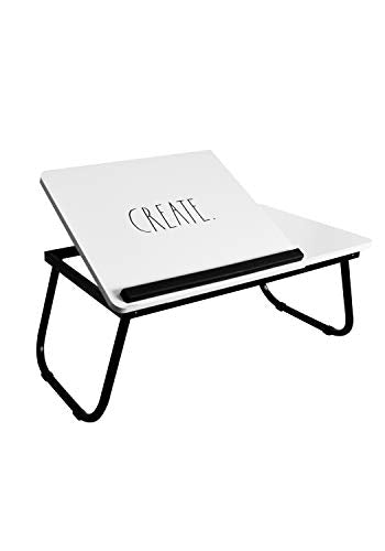 DesignStyles Rae Dunn Folding Laptop Lap Desk - Wooden Work Table and Stand for Couch, Bed and Sofa Computer Use - Folding Legs, Adjustable Tilt - Use as Reading and Breakfast Tray