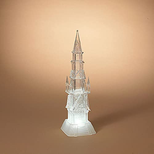 Gerson 2659300 Battery Operated Lighted Spinning Water Globe Church, 17.25-inch Height