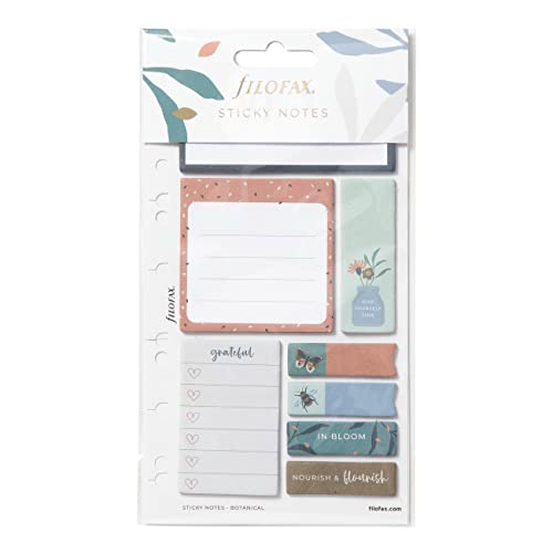 Rediform Filofax Accessory, Botanical Collection, Repositionable Sticky Notes, Set of 8 Note Pads, 25 Sheets Each (B132816)