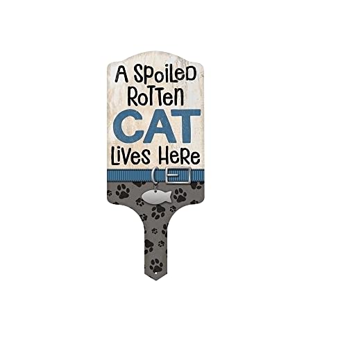 Carson Home 11953 A Spoiled Rotten Cat Lives Here Garden Stake, 15.5-inch Length, UV Printed and Powder Coated Metal