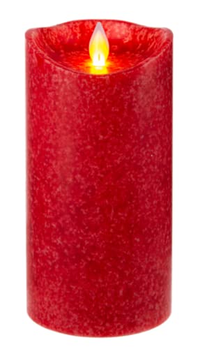 Ganz Red LED Mottled Wax Pillar, Wax, 6 Inches Height, 3 Inches Diameter, Red