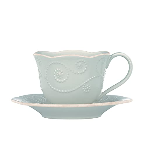 Lenox French Perle Cup and Saucer Set, Ice Blue