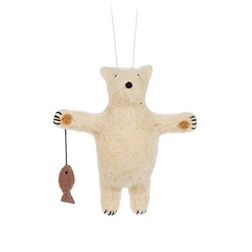 Abbott Collection  27-MAPLE-1755 Polar Bear with Fish Ornament, White