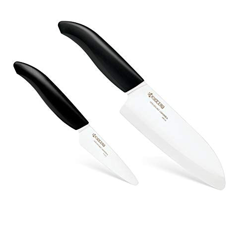 Kyocera 28211;Piece Asian Ceramic Knife Set FK-2PC-WH4, Black