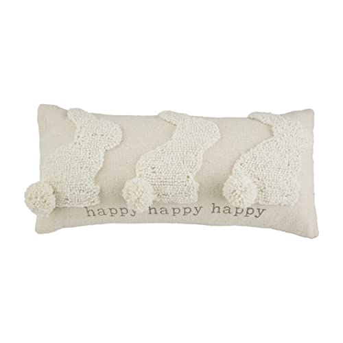 Mud Pie, Easter Bunny Hook Pillow, 18" x 8", Happy