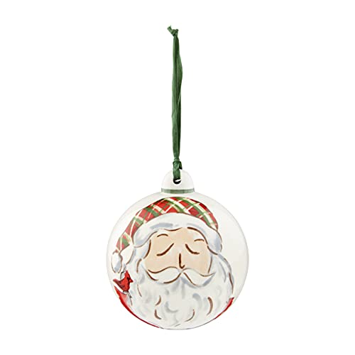 Mud Pie Ceramic Christmas Santa Bird Ball Ornament, 4-inch Diameter