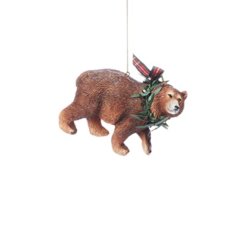 Giftcraft 683399 Christmas Brown Bear Ornament, 4.5-inch Length, Polyresin