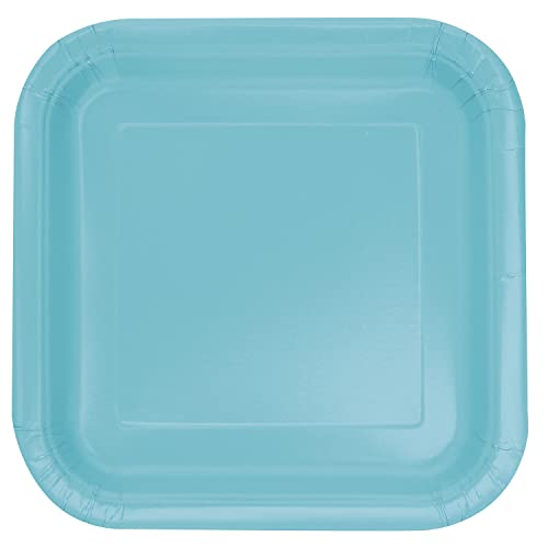 Unique Industries Unique 46861 Square Paper Plates-18 cm-Teal Colour-Pack of 16