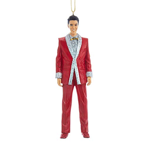 Kurt Adler EP2191 Elvis in red Lam Suit Ornament, 5-inches Tall