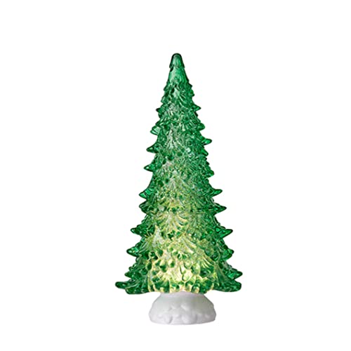 RAZ Imports 2022 Holiday Water Lanterns 15" Lighted Green Tree with Swirling Glitter