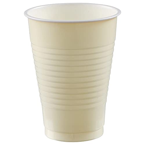 Amscan Plastic Cups 12 oz, 20 Ct, Vanilla Creme