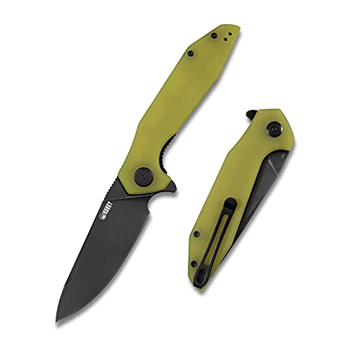 Kubey Nova KU117 Edc Pocket Knife, Outdoor Hunting Camping Folding Knife with 3.62 Inch D2 Blade and Solid G10 Handles, Secure Reversible Clip for Men and Women (Yellow)