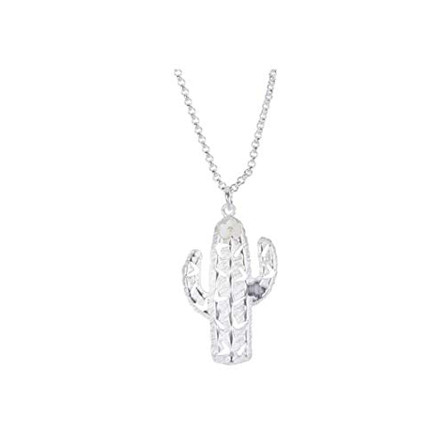 Bamboo Trading Company WSN103S Cactus Necklace with Adjustable Chain, 20-inch Long, Silver